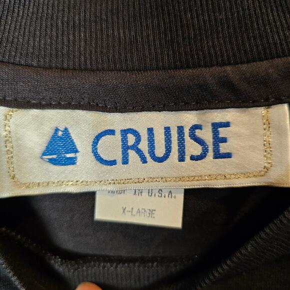 Vintage RARE Cruise Branded Navy Shirt Embroidered Anchor Stars Women's XL USA - Picture 2 of 6